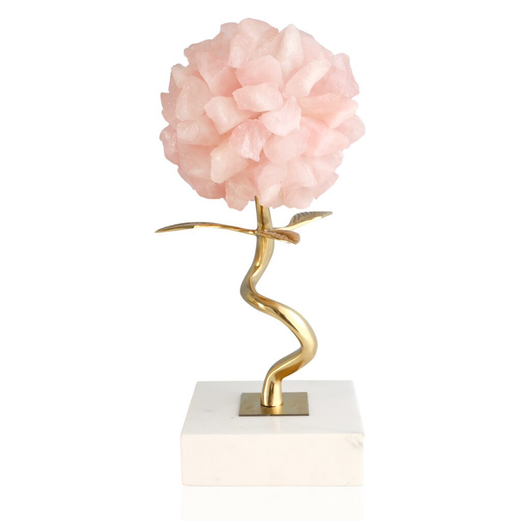 Elegancka statuetka Kwiat z kwarcu różowego