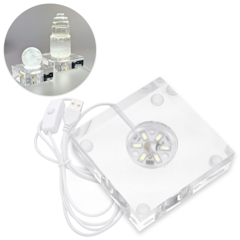 Podstawka podświetlająca LED pod minerały 8x8 cm