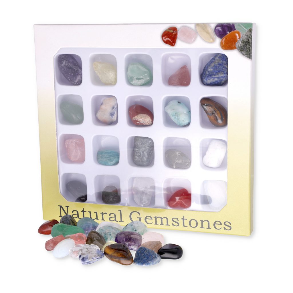 Zestaw kamieni naturalnych natural gemstones Kamienie ozdobne 20 sztuk w pudełku