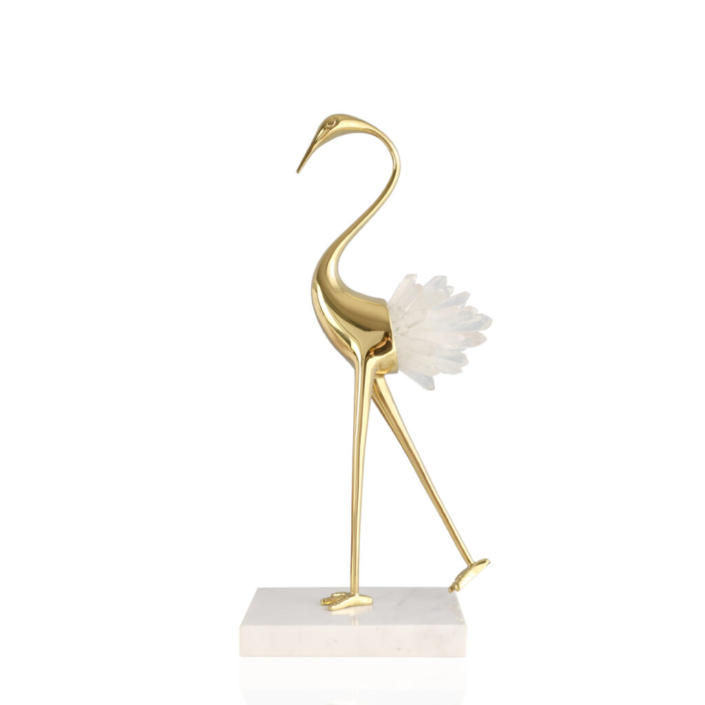 Luksusowa figurka ptak 30 cm z kryształem górskim