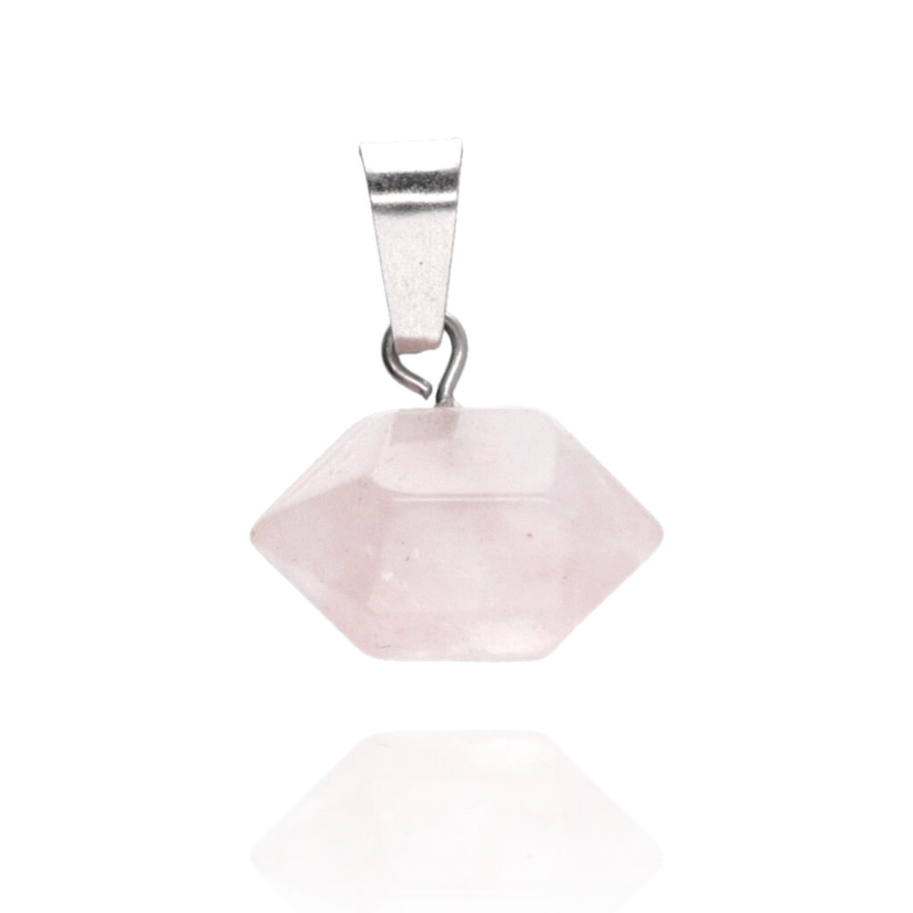 Wisiorek poziomy z kwarcu różowego amulet