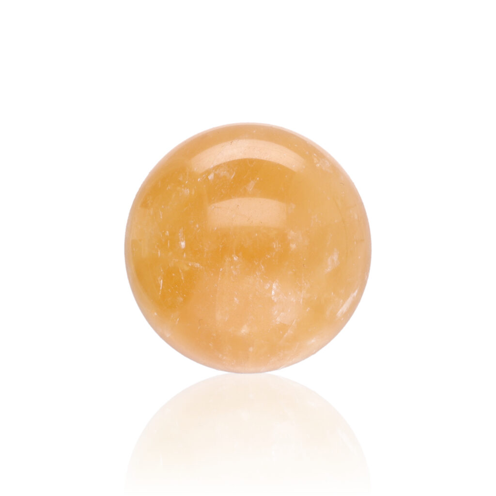 Kula kalcyt 4 cm kamień naturalny żółty pomarańczowy